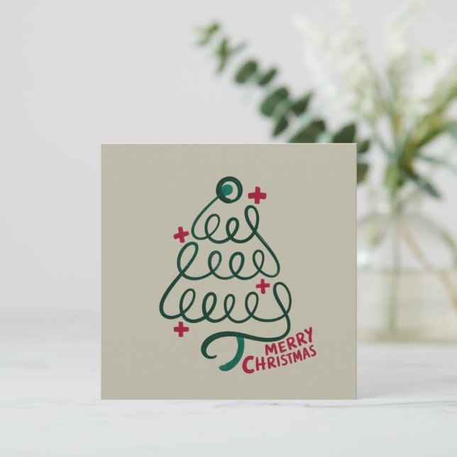 Convites Feliz Natal Estetoscópio CNA Profissional Médico (Em pé/Frente)