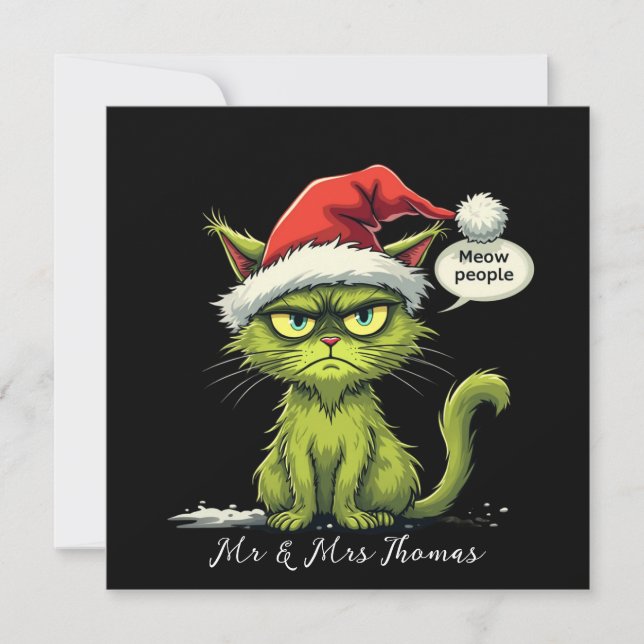 Convites Feliz Natal "Ew Pessoas" Amantes de Gato Feliz (Frente)