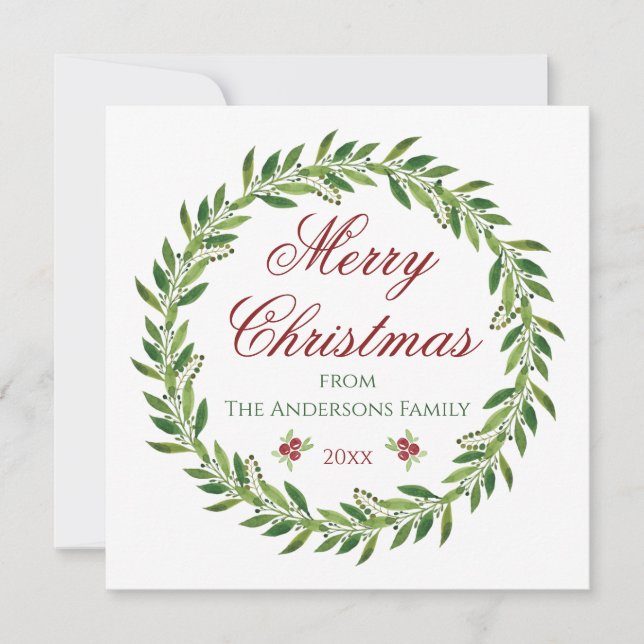 Convites Feliz Natal Família Wreath Winter (Frente)