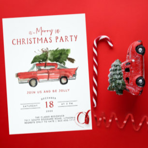 Convites Feliz Natal Festa de Férias do Carro Vermelho em