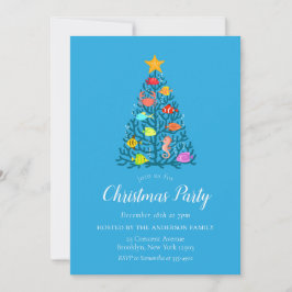 Convites Feliz Natal Festa de Peixes Tropicais de Coral Sub