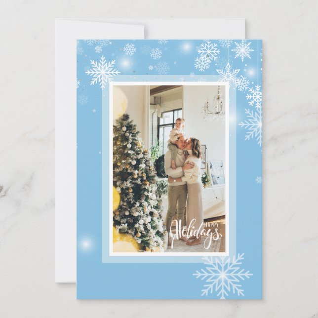 Convites Feliz Natal, flocos de neve brancos (Frente)