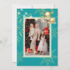 Convites Feliz Natal, flocos de neve dourados, vermelhos