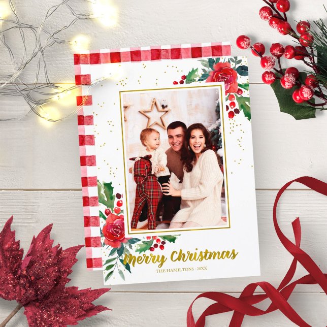 Convites Feliz Natal Flores Vermelhas Férias Foto (Criador carregado)