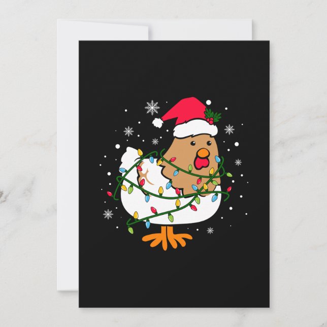 Convites Feliz Natal Galinha Luz de árvore de Natal (Frente)