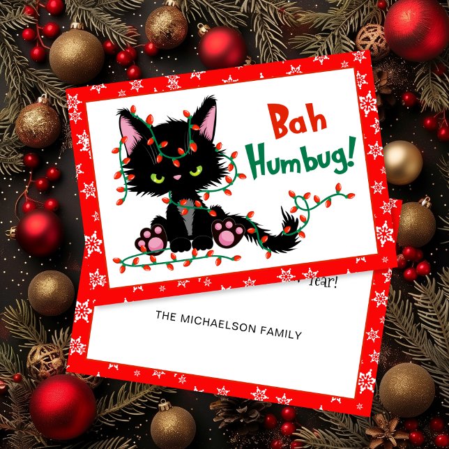 Convites Feliz Natal Gato Grumpy Bah Humbug Card (Funny Christmas Grumpy Cat Bah Humbug Card)