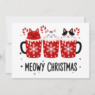 Convites Feliz Natal Gatos Cacau Quente Cane Xmas