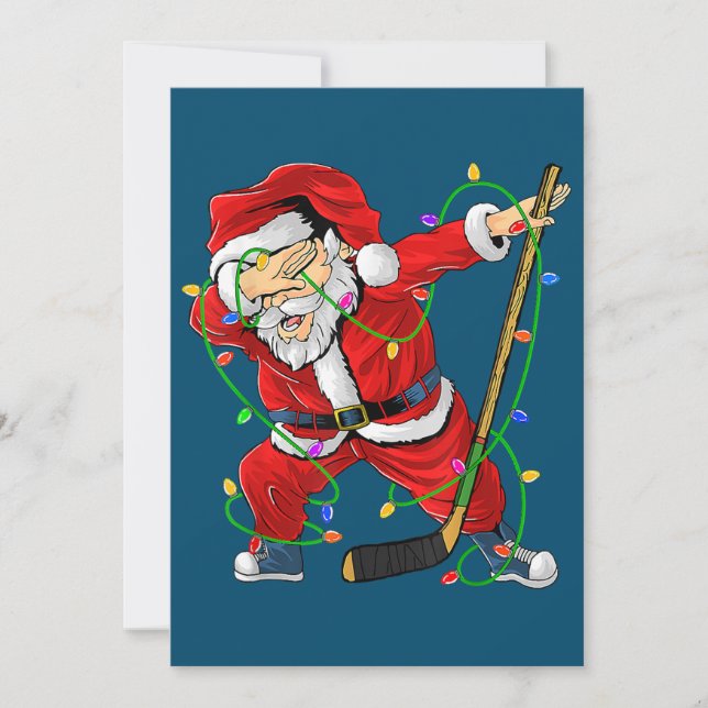 Convites Feliz Natal Hockey Dabbing Papai Noel (Frente)