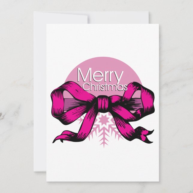 Convites Feliz Natal Laço Rosa (Frente)