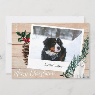 Convites Feliz Natal Madeira, Cachorro e Foto Instantânea