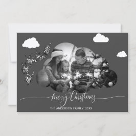 Convites Feliz Natal Moderno Cinza Cloud Photo Holliday
