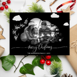 Convites Feliz Natal Moderno Cloud Negra Foto Holliday