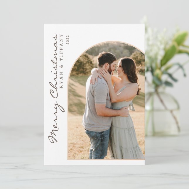 Convites Feliz Natal Moderno Com Arco Fotográfico (Em pé/Frente)