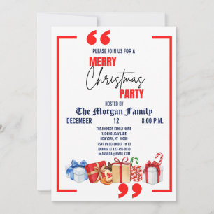 Convites Feliz Natal, Natal Azul Vermelho Branco