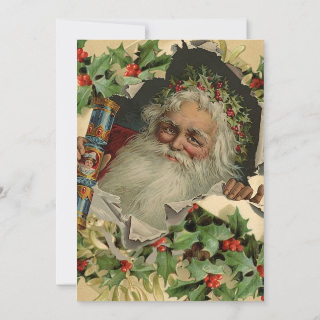 Convites Feliz Natal Papai Noel Antigo clássico (Verso)