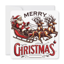 Feliz Natal Papai Noel Trenó e Rena Vintage