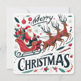 Convites Feliz Natal Papais noeis Sleigh e Reindeer Festivo