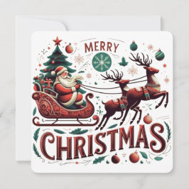 Convites Feliz Natal Papais noeis Sleigh e Reindeer Festivo