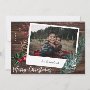 Convites Feliz Natal Russo - Madeira e Foto Instantânea Inv