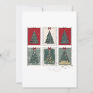 Convites Feliz Natal Selos Postais Antigos Árvore Laço