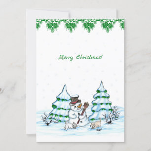 Convites Feliz Natal! Snowman com Cat e Puppy