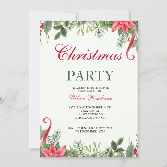 Convites Feliz Natal | Tipografia Vermelha (Frente)