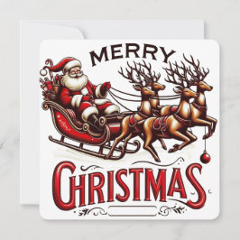 Convites Feliz Natal Trenó e Rena Vintage de Papai Noel