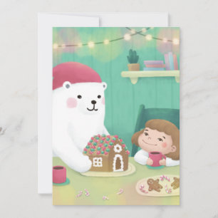 Convites Feliz Natal: Urso Polar e Criança