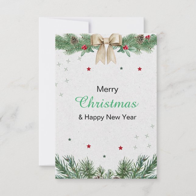 Convites Feliz Natal Verde e Moderno Branco (Frente)