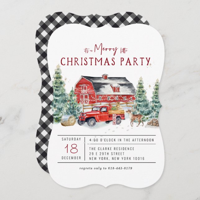 Convites Feliz Natal | Vintage Red Truck Holiday Party (Frente/Verso)
