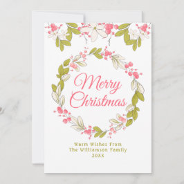 Convites Feliz Natal Watercolor Wreath e Berries