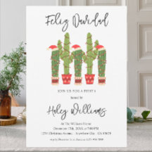 Feliz navidad Fiesta Watercolor Cactus Natal