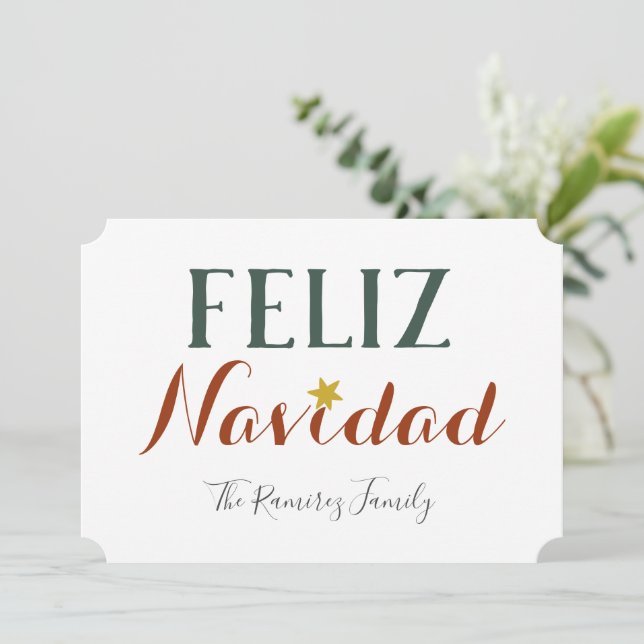 Convites Feliz Navidad minimalista de Natal (Em pé/Frente)