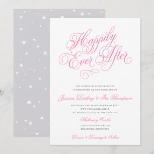 Convites Feliz nunca após o rosa & cinzas Wedding do