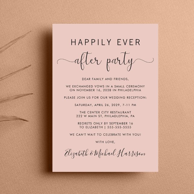 Convites Feliz Nunca Após Recepção de casamento de Blush de (From private vows to a grand party - invite family and friends to celebrate your marriage!)