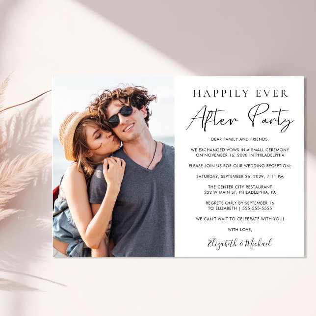 Convites Feliz Nunca Depois Da Recepção de casamento De Fot (An elegant Happily Ever After Party Invitation to set the tone for an unforgettable event)