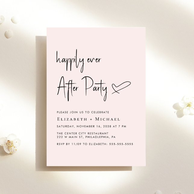 Convites Feliz Nunca Depois Da Recepção de casamento Rosa D (An chic Happily Ever After Party invitation for your wedding celebration)