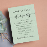 Convites Feliz Nunca Depois Da Recepção de casamento Verde<br><div class="desc">Sage Green Element ou pequeno anúncio de casamento e recepção de casamento ou convite de festas de celebração. "Feliz Festa Nunca Depois" é escrito em uma simples tipografia e uma escrita contemporânea com pestanas. Personalize seu anúncio de casamento e seu convite de recepção e adicione seus nomes em um script...</div>