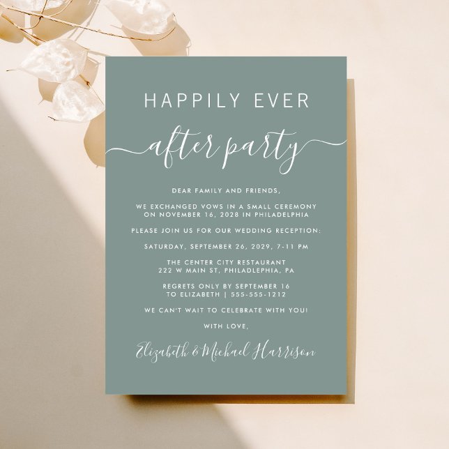 Convites Feliz Nunca Depois Da Recepção de casamento Verde  (From private vows to a grand party - invite family and friends to celebrate your marriage!)