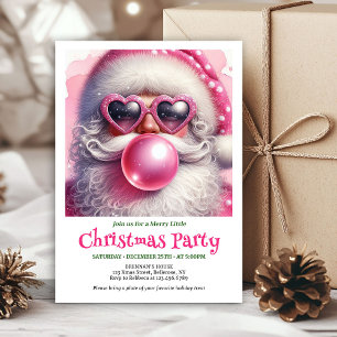 Convites Feliz Papai Noel rosa chiclete aquarela Natal