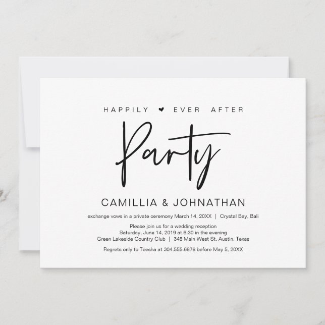 Convites Feliz para sempre após a festa do elopemento, Casu (Frente)