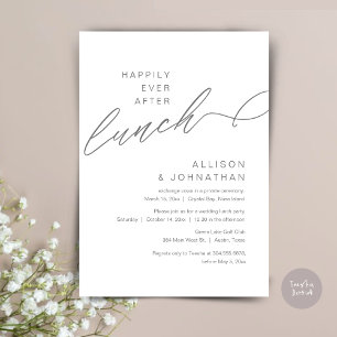 Convites Feliz Para Sempre Após O Almoço, Casamento, Cinza