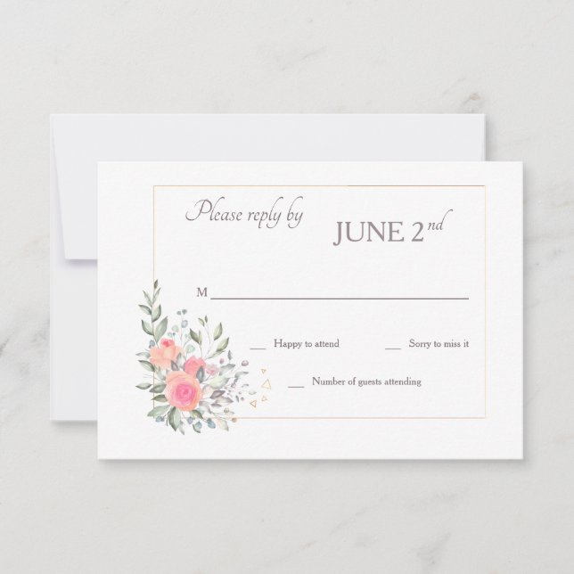 Convites Feliz para sempre com as placas RSVP (Frente)