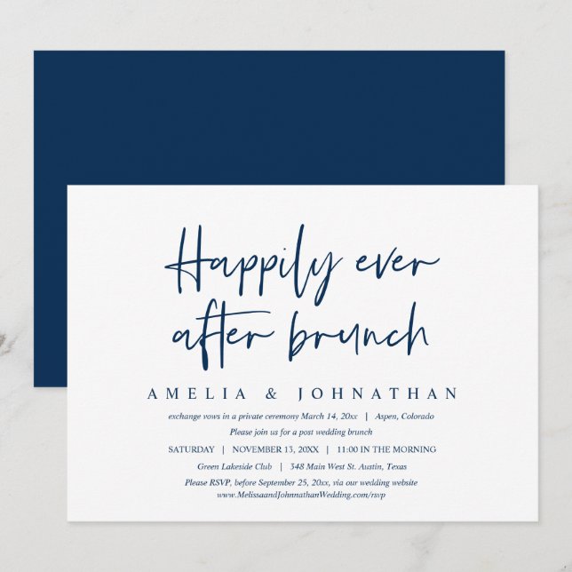 Convites Feliz Para Sempre, Elopement Brunch (Frente/Verso)