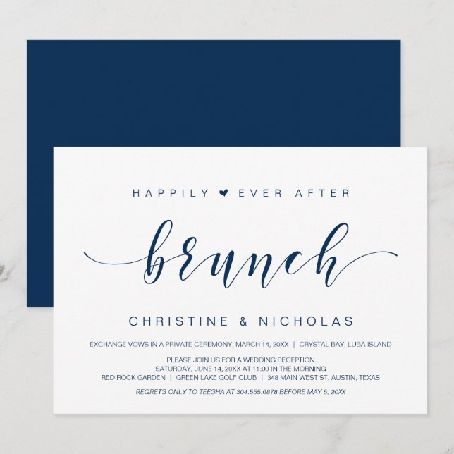Convites Feliz para sempre, Elopement Brunch Invit (Frente/Verso)