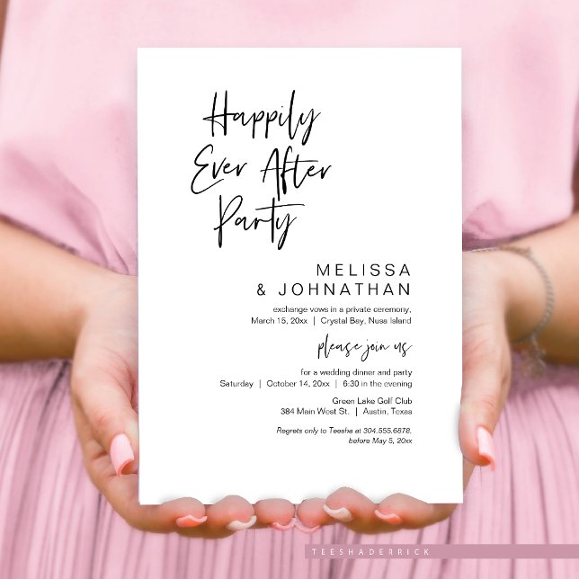 Convites Feliz Para Sempre, Festa de Elopemento de Casament (Happily Ever After Party, Wedding Elopement Dinner and Dancing Invitation Card, in Modern Theme.)