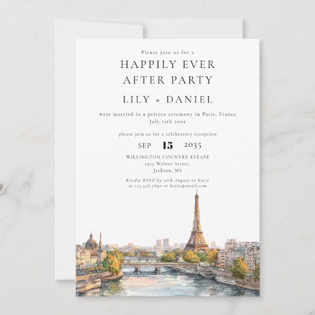 Convites Feliz Para Sempre Paris França Casamento (Frente)