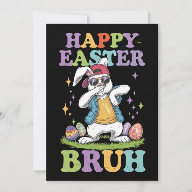 Convites Feliz Páscoa Bruh Coelhinho Coelho Dabbing Diverti (Frente)