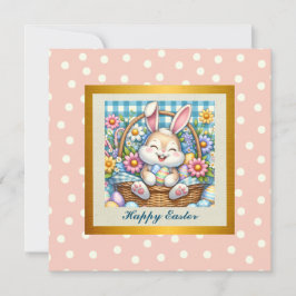 Convites Feliz Páscoa Com Coelhinho Fofo, Ovos e Floral