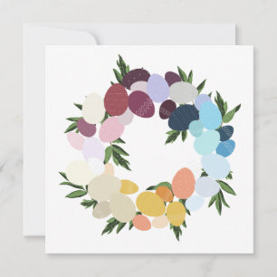 Convites Feliz Páscoa. Coroa de Férias Vintage. 